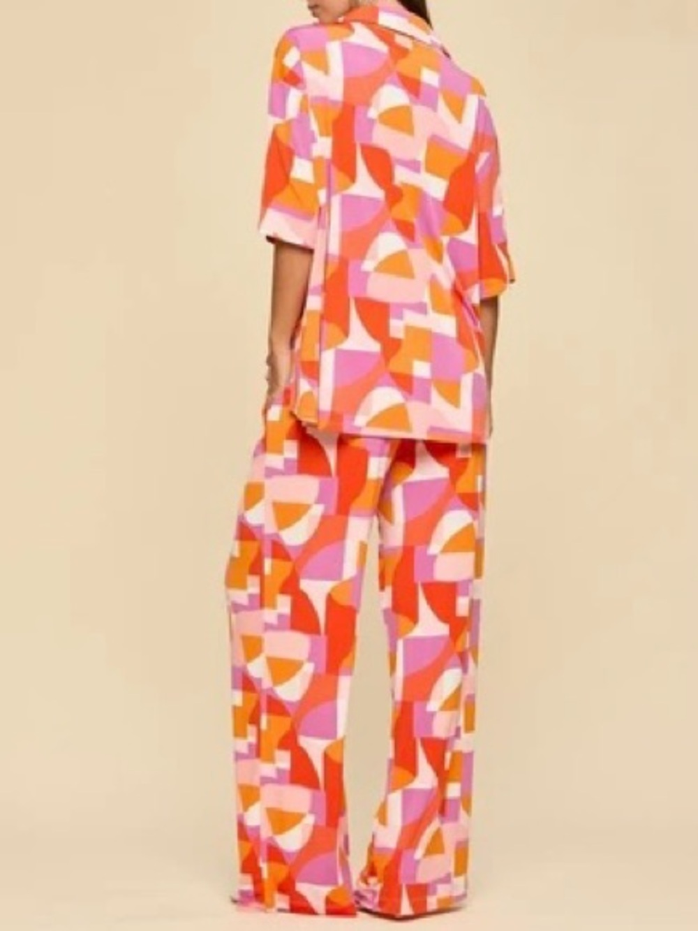 Dear Scarlett OCEAN TIDE ABSTRACT TOP + PANTS RESORT WEAR SET - Picture 3 of 3
